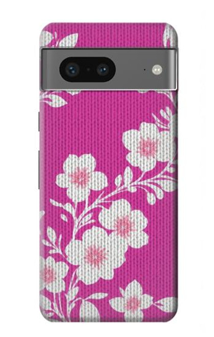 W3924 Cherry Blossom Pink Background Hülle Schutzhülle Taschen und Leder Flip für Google Pixel 7a