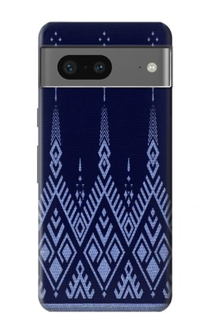 W3950 Textile Thai Blue Pattern Hülle Schutzhülle Taschen und Leder Flip für Google Pixel 7a