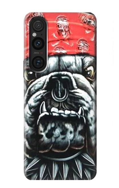 W0100 Bulldog American Football Hülle Schutzhülle Taschen und Leder Flip für Sony Xperia 1 V