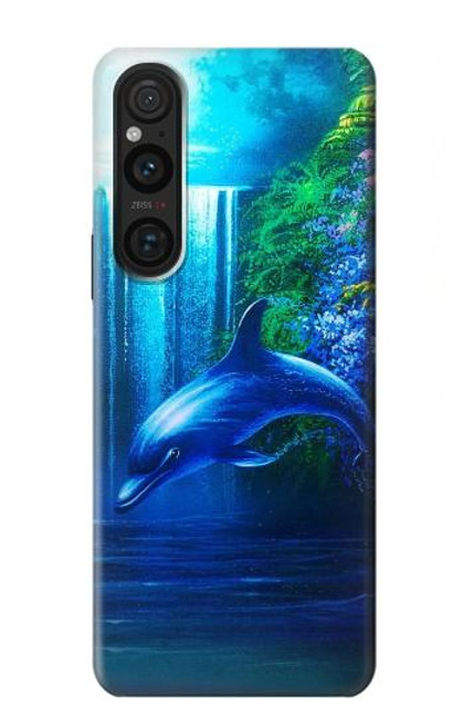 W0385 Dolphin Hülle Schutzhülle Taschen und Leder Flip für Sony Xperia 1 V