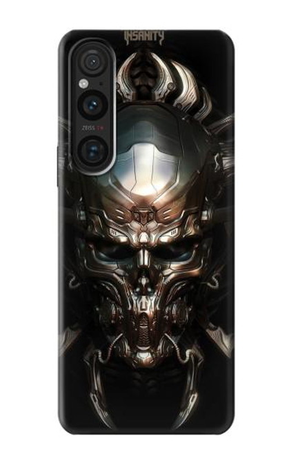 W1027 Hardcore Metal Skull Hülle Schutzhülle Taschen und Leder Flip für Sony Xperia 1 V