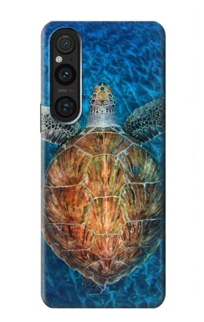 W1249 Blue Sea Turtle Hülle Schutzhülle Taschen und Leder Flip für Sony Xperia 1 V