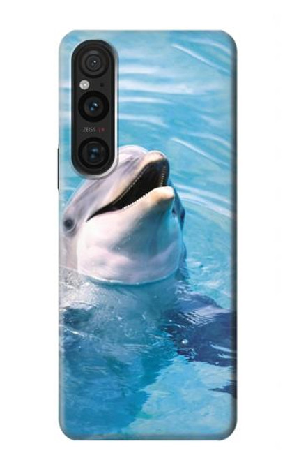 W1291 Dolphin Hülle Schutzhülle Taschen und Leder Flip für Sony Xperia 1 V