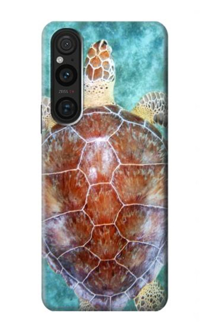 W1424 Sea Turtle Hülle Schutzhülle Taschen und Leder Flip für Sony Xperia 1 V