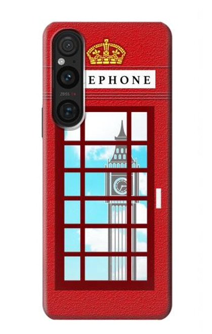 W2059 England British Telephone Box Minimalist Hülle Schutzhülle Taschen und Leder Flip für Sony Xperia 1 V