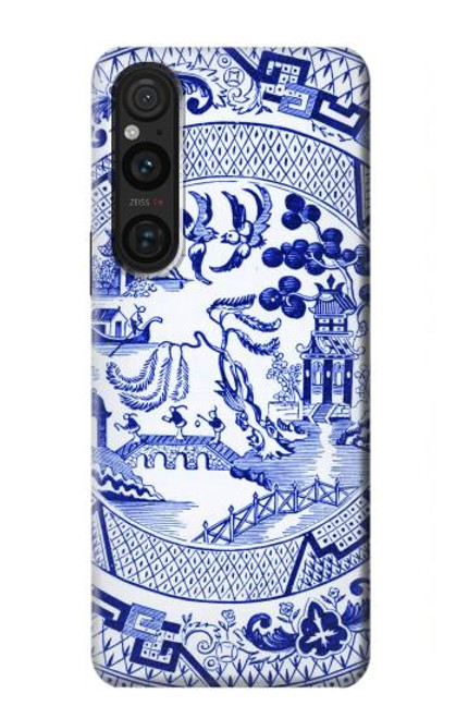 W2768 Willow Pattern Graphic Hülle Schutzhülle Taschen und Leder Flip für Sony Xperia 1 V