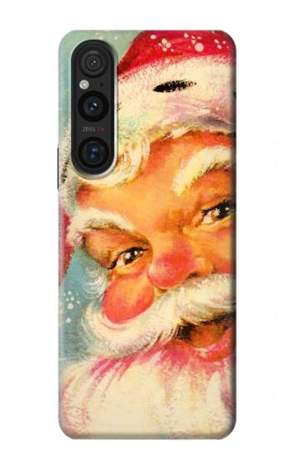 W2840 Christmas Vintage Santa Hülle Schutzhülle Taschen und Leder Flip für Sony Xperia 1 V