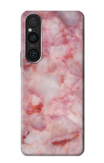 W2843 Pink Marble Texture Hülle Schutzhülle Taschen und Leder Flip für Sony Xperia 1 V