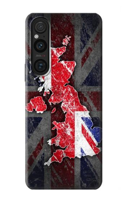 W2936 UK British Flag Map Hülle Schutzhülle Taschen und Leder Flip für Sony Xperia 1 V