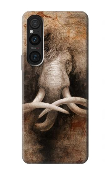 W3427 Mammoth Ancient Cave Art Hülle Schutzhülle Taschen und Leder Flip für Sony Xperia 1 V