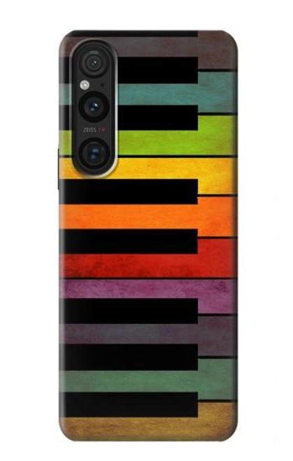 W3451 Colorful Piano Hülle Schutzhülle Taschen und Leder Flip für Sony Xperia 1 V