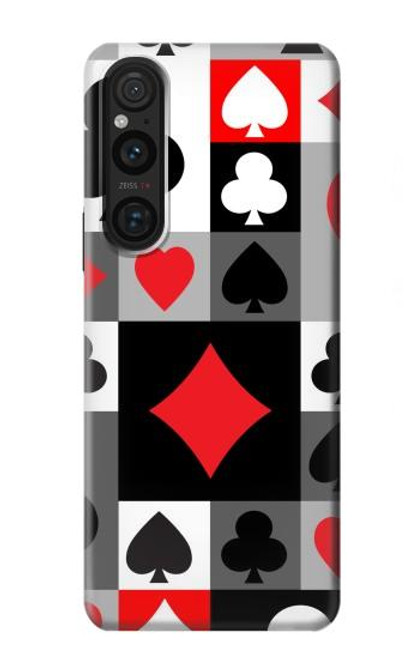 W3463 Poker Card Suit Hülle Schutzhülle Taschen und Leder Flip für Sony Xperia 1 V