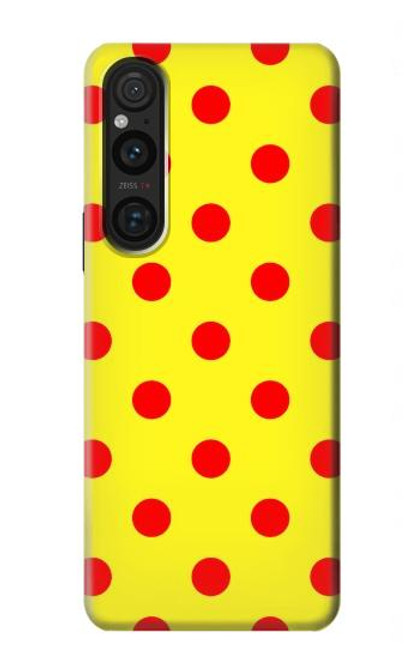 W3526 Red Spot Polka Dot Hülle Schutzhülle Taschen und Leder Flip für Sony Xperia 1 V