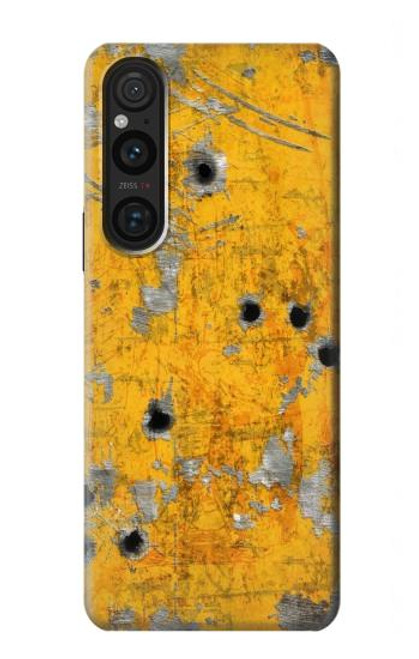 W3528 Bullet Rusting Yellow Metal Hülle Schutzhülle Taschen und Leder Flip für Sony Xperia 1 V