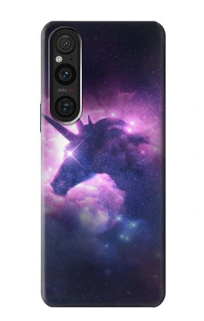 W3538 Unicorn Galaxy Hülle Schutzhülle Taschen und Leder Flip für Sony Xperia 1 V