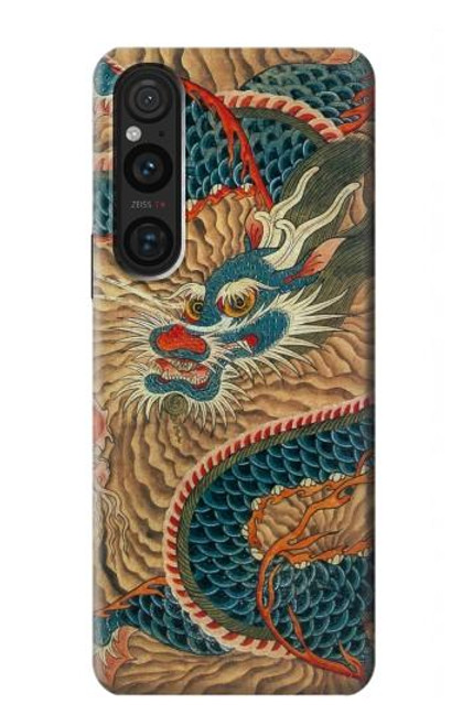 W3541 Dragon Cloud Painting Hülle Schutzhülle Taschen und Leder Flip für Sony Xperia 1 V