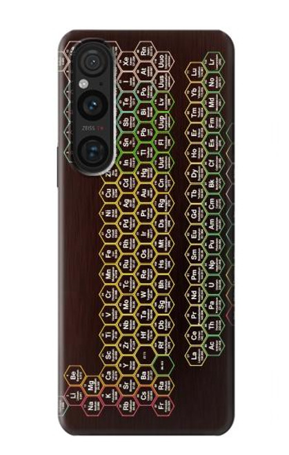 W3544 Neon Honeycomb Periodic Table Hülle Schutzhülle Taschen und Leder Flip für Sony Xperia 1 V