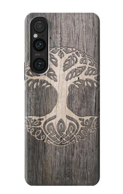 W3591 Viking Tree of Life Symbol Hülle Schutzhülle Taschen und Leder Flip für Sony Xperia 1 V