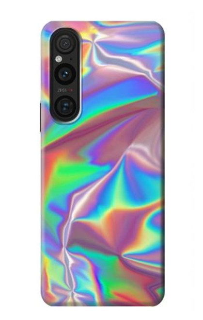 W3597 Holographic Photo Printed Hülle Schutzhülle Taschen und Leder Flip für Sony Xperia 1 V