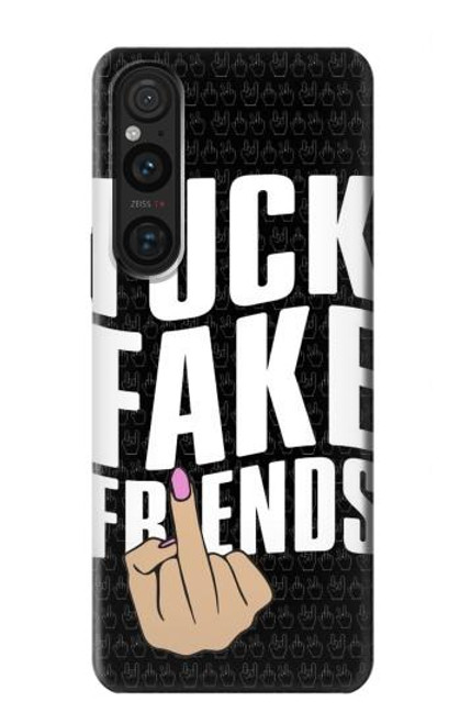W3598 Middle Finger Fuck Fake Friend Hülle Schutzhülle Taschen und Leder Flip für Sony Xperia 1 V