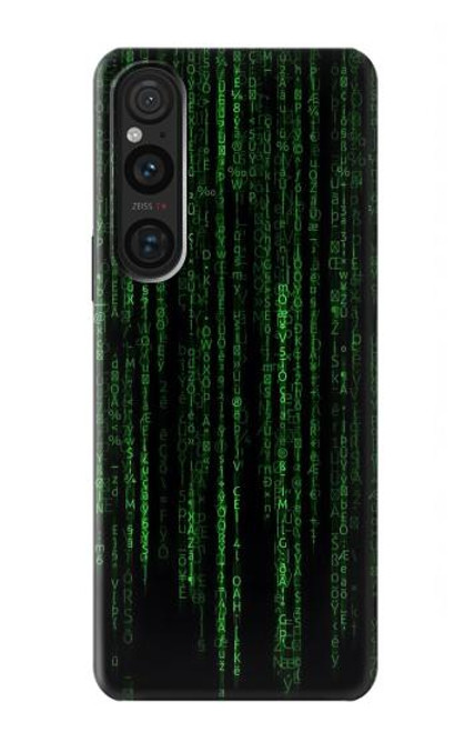 W3668 Binary Code Hülle Schutzhülle Taschen und Leder Flip für Sony Xperia 1 V