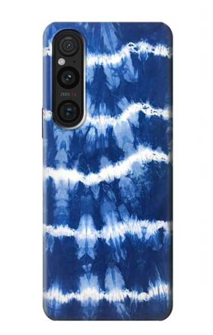 W3671 Blue Tie Dye Hülle Schutzhülle Taschen und Leder Flip für Sony Xperia 1 V