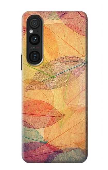 W3686 Fall Season Leaf Autumn Hülle Schutzhülle Taschen und Leder Flip für Sony Xperia 1 V