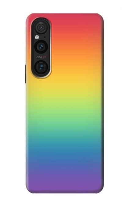 W3698 LGBT Gradient Pride Flag Hülle Schutzhülle Taschen und Leder Flip für Sony Xperia 1 V