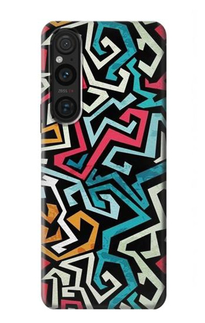 W3712 Pop Art Pattern Hülle Schutzhülle Taschen und Leder Flip für Sony Xperia 1 V