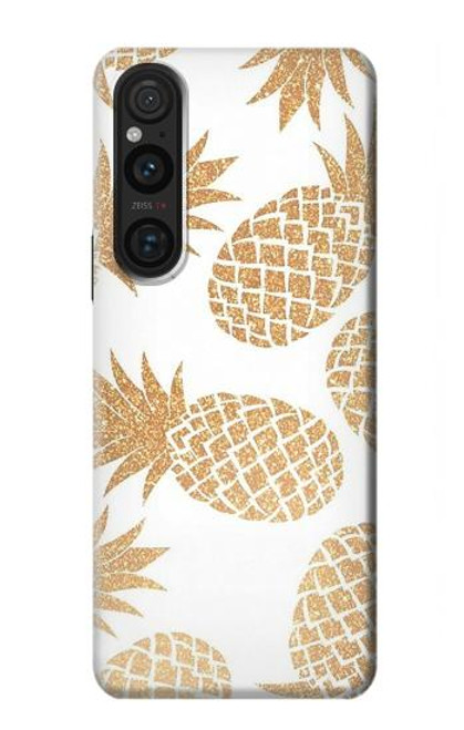 W3718 Seamless Pineapple Hülle Schutzhülle Taschen und Leder Flip für Sony Xperia 1 V