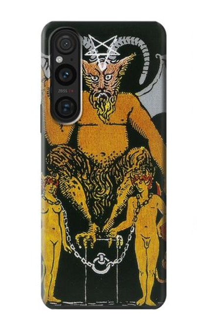 W3740 Tarot Card The Devil Hülle Schutzhülle Taschen und Leder Flip für Sony Xperia 1 V