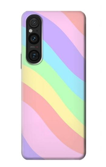 W3810 Pastel Unicorn Summer Wave Hülle Schutzhülle Taschen und Leder Flip für Sony Xperia 1 V