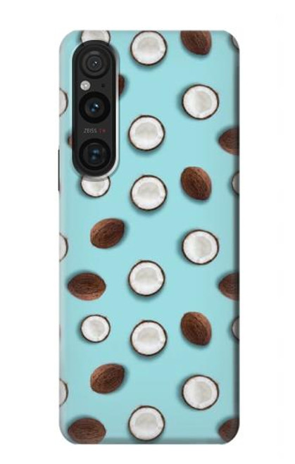 W3860 Coconut Dot Pattern Hülle Schutzhülle Taschen und Leder Flip für Sony Xperia 1 V