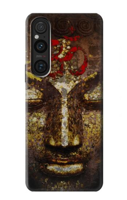 W3874 Buddha Face Ohm Symbol Hülle Schutzhülle Taschen und Leder Flip für Sony Xperia 1 V