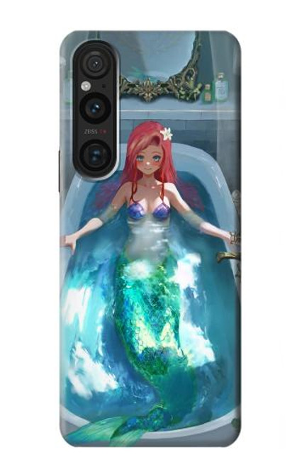 W3911 Cute Little Mermaid Aqua Spa Hülle Schutzhülle Taschen und Leder Flip für Sony Xperia 1 V