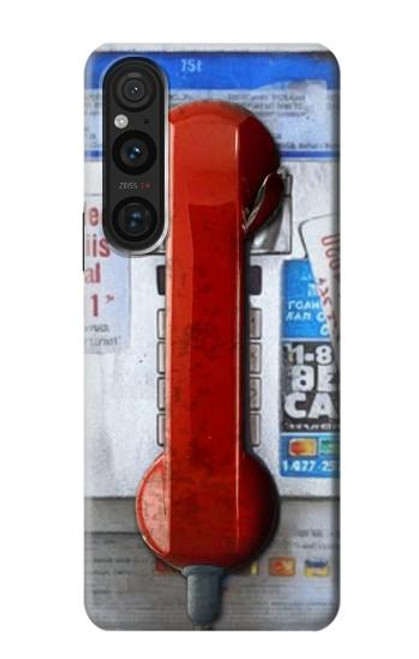 W3925 Collage Vintage Pay Phone Hülle Schutzhülle Taschen und Leder Flip für Sony Xperia 1 V