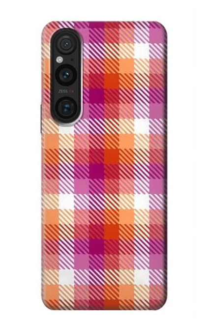 W3941 LGBT Lesbian Pride Flag Plaid Hülle Schutzhülle Taschen und Leder Flip für Sony Xperia 1 V