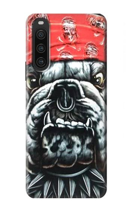 W0100 Bulldog American Football Hülle Schutzhülle Taschen und Leder Flip für Sony Xperia 10 V