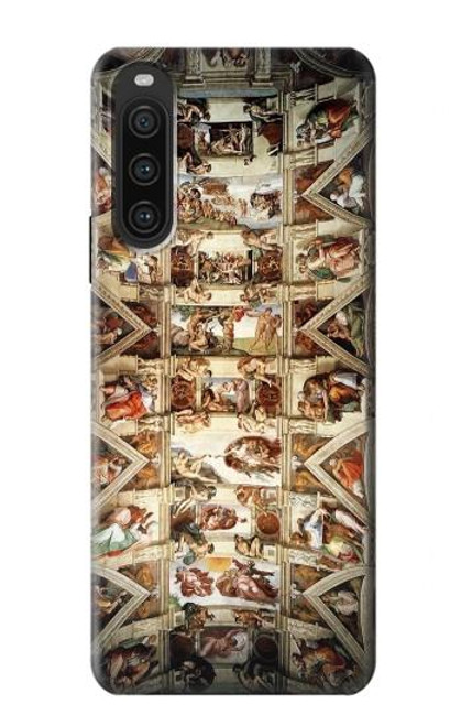 W0177 Michelangelo Chapel ceiling Hülle Schutzhülle Taschen und Leder Flip für Sony Xperia 10 V
