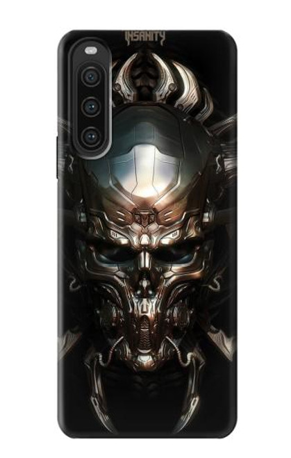W1027 Hardcore Metal Skull Hülle Schutzhülle Taschen und Leder Flip für Sony Xperia 10 V