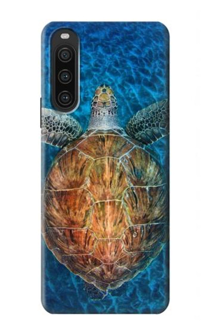 W1249 Blue Sea Turtle Hülle Schutzhülle Taschen und Leder Flip für Sony Xperia 10 V
