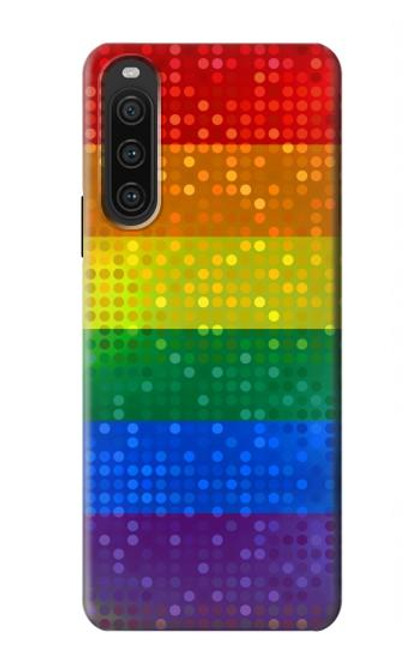 W2683 Rainbow LGBT Pride Flag Hülle Schutzhülle Taschen und Leder Flip für Sony Xperia 10 V