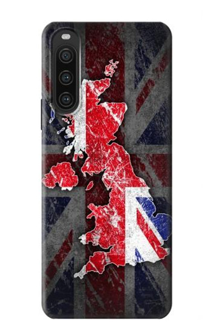 W2936 UK British Flag Map Hülle Schutzhülle Taschen und Leder Flip für Sony Xperia 10 V