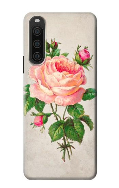 W3079 Vintage Pink Rose Hülle Schutzhülle Taschen und Leder Flip für Sony Xperia 10 V