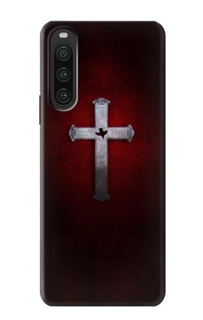 W3160 Christian Cross Hülle Schutzhülle Taschen und Leder Flip für Sony Xperia 10 V