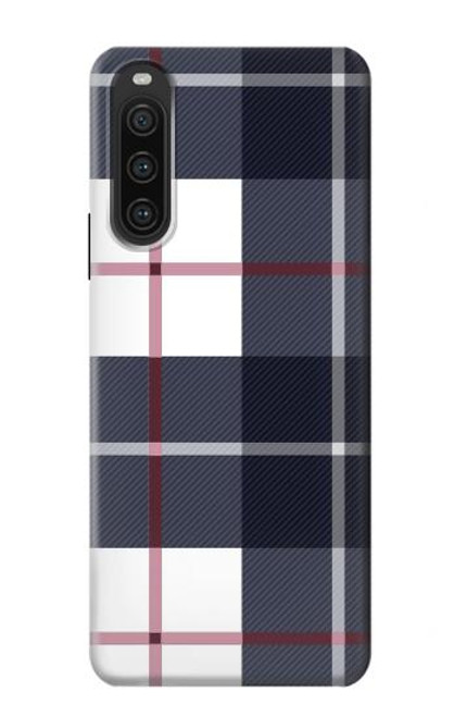 W3452 Plaid Fabric Pattern Hülle Schutzhülle Taschen und Leder Flip für Sony Xperia 10 V