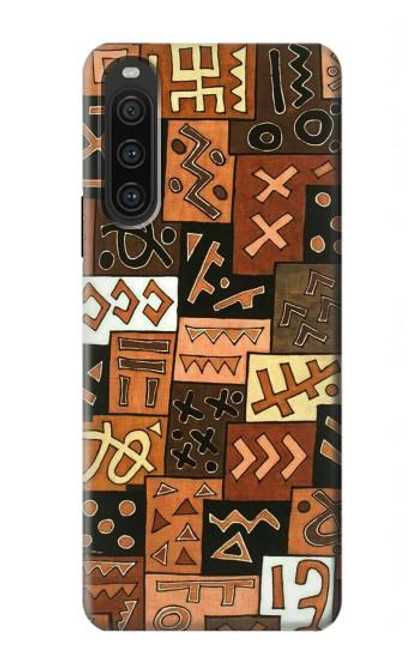 W3460 Mali Art Pattern Hülle Schutzhülle Taschen und Leder Flip für Sony Xperia 10 V