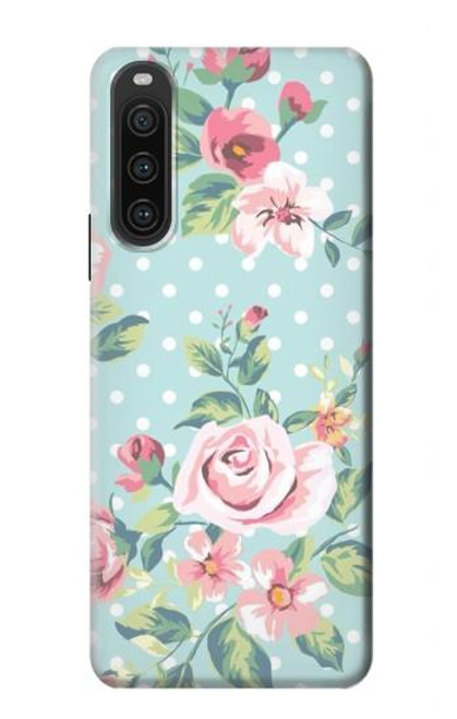 W3494 Vintage Rose Polka Dot Hülle Schutzhülle Taschen und Leder Flip für Sony Xperia 10 V