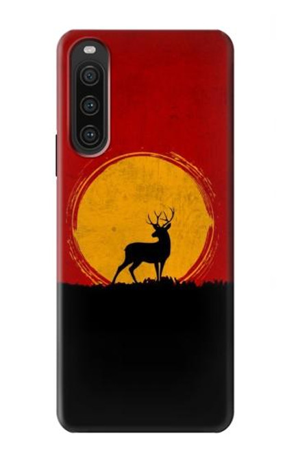 W3513 Deer Sunset Hülle Schutzhülle Taschen und Leder Flip für Sony Xperia 10 V