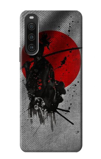 W3517 Japan Flag Samurai Hülle Schutzhülle Taschen und Leder Flip für Sony Xperia 10 V